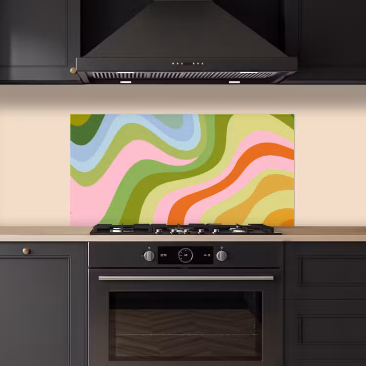 Lijnen - Pasteltinten - Golvend keuken achterwand spatscherm middel -sfeer1
