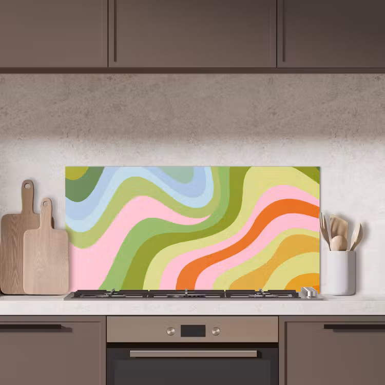 Lijnen - Pasteltinten - Golvend keuken achterwand spatscherm middel -sfeer2