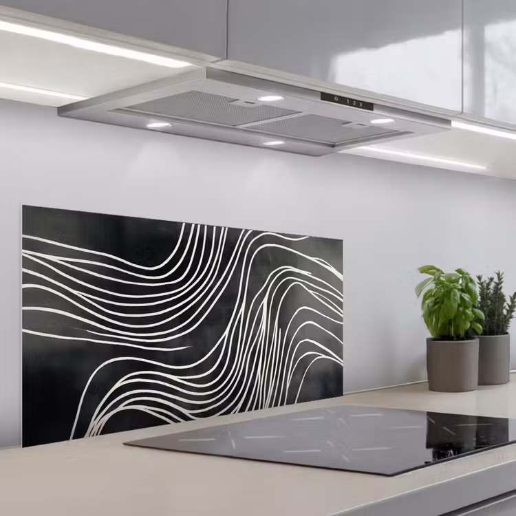 Lijnen - Patroon - Abstract - Wit keuken achterwand spatscherm middel -3d_schuin