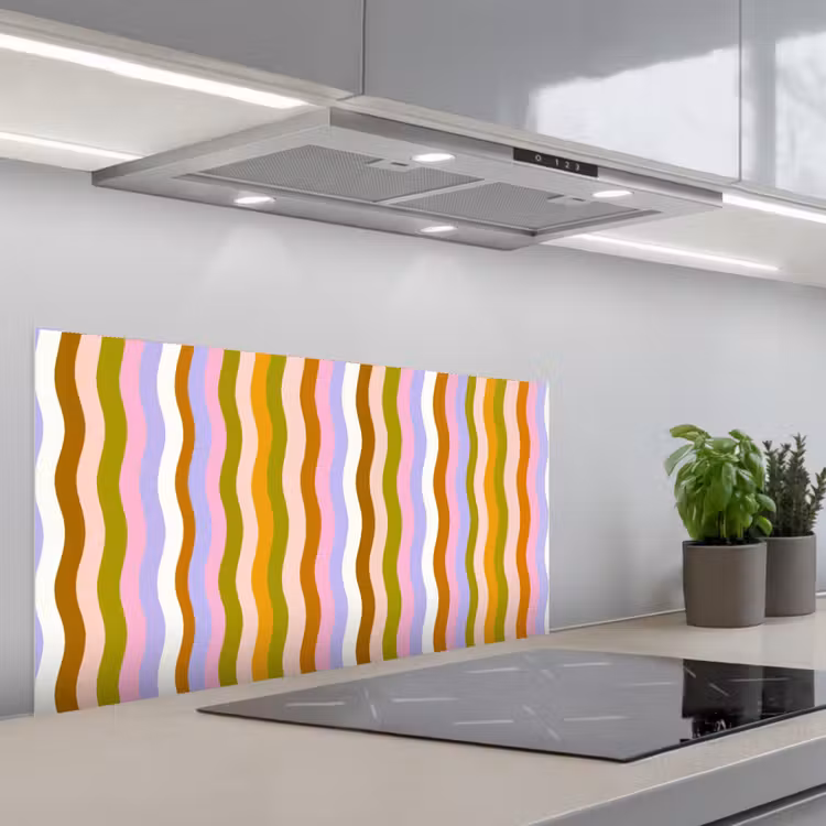 lijnen - Golven - Pastelkleuren - Patroon keuken achterwand spatscherm middel -3d_schuin