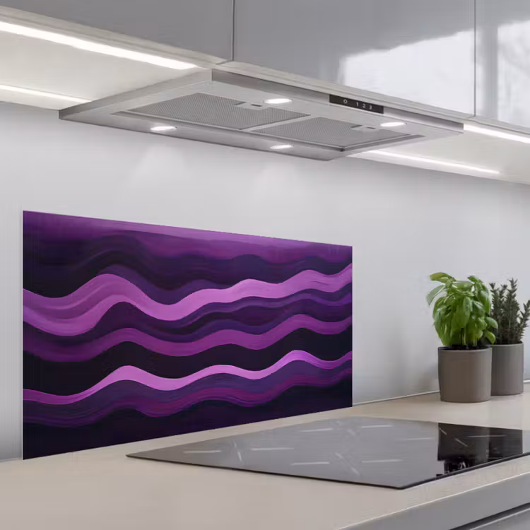Lijnen - Golven - Paars - Abstract keuken achterwand spatscherm middel -3d_schuin