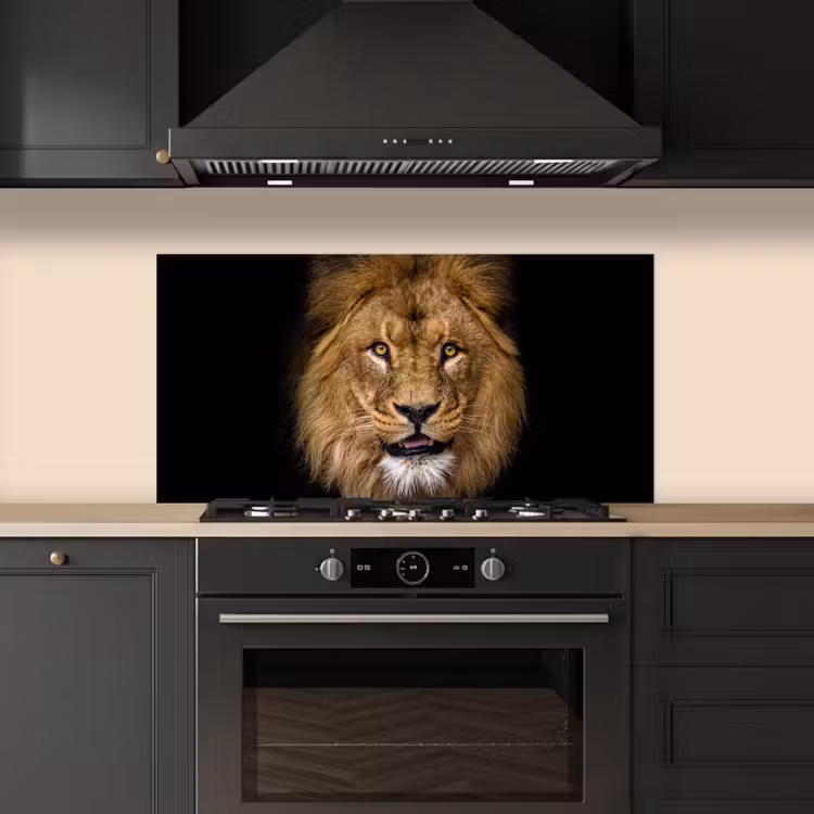 Leeuw - Portret - Zwart - Dieren keuken achterwand spatscherm middel -sfeer1