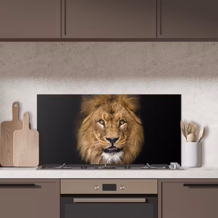 Leeuw - Portret - Zwart - Dieren keuken achterwand spatscherm middel -sfeer2
