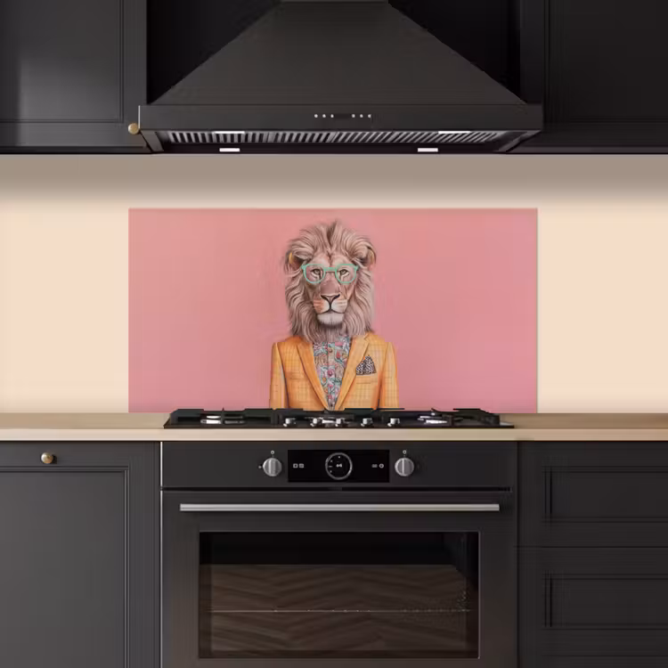 Leeuw - Pak - Geruit - Bril keuken achterwand spatscherm middel -sfeer1
