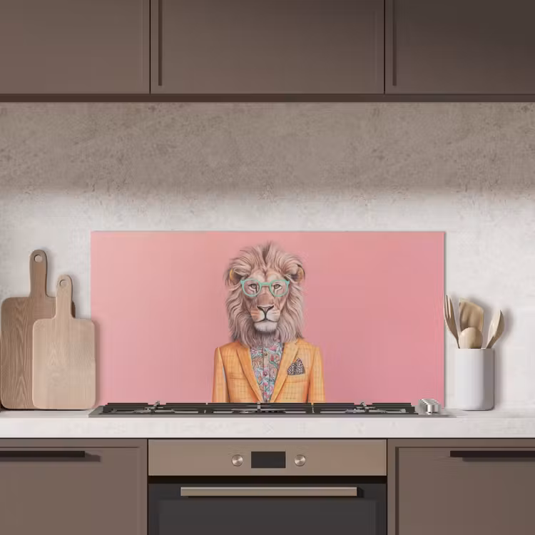 Leeuw - Pak - Geruit - Bril keuken achterwand spatscherm middel -sfeer2
