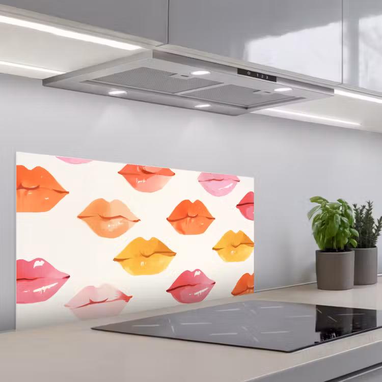 Lippen - Kleurrijk - Glanzend keuken achterwand spatscherm middel -3d_schuin