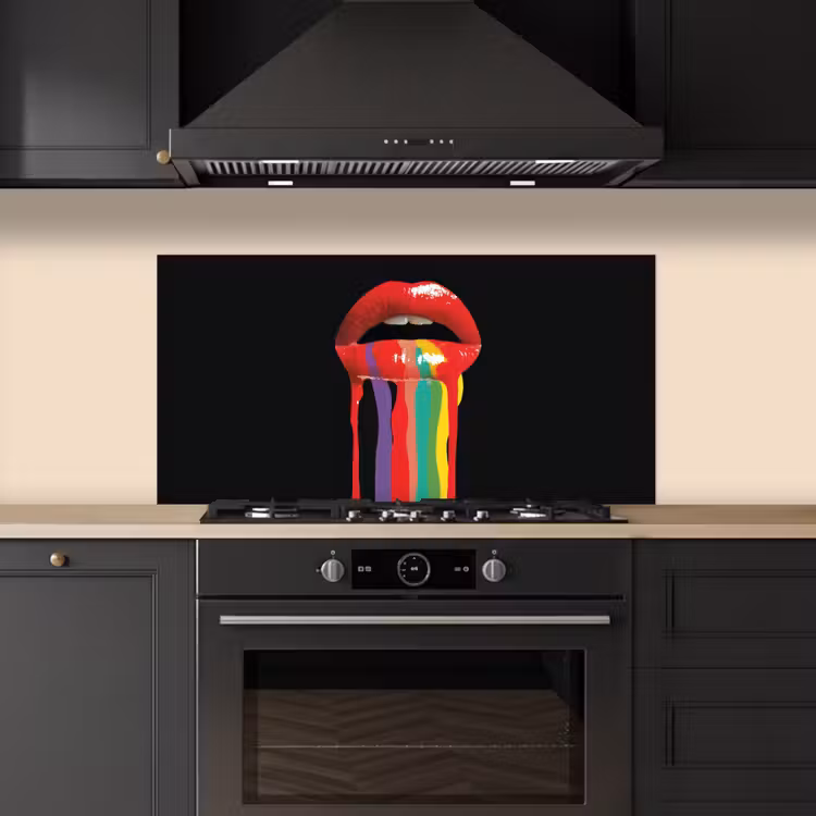 Lippen - Kleuren - Zwart keuken achterwand spatscherm middel -sfeer1
