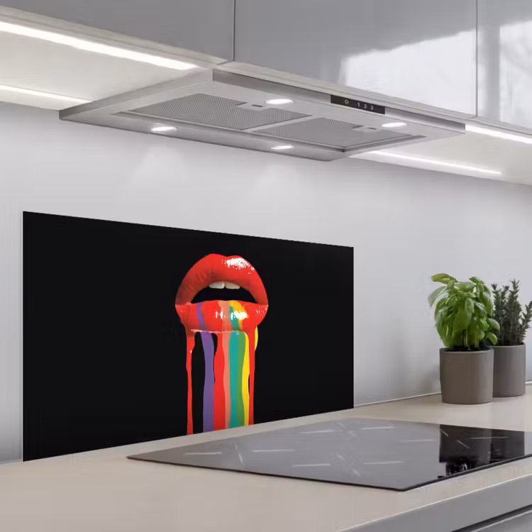 Lippen - Kleuren - Zwart keuken achterwand spatscherm middel -3d_schuin