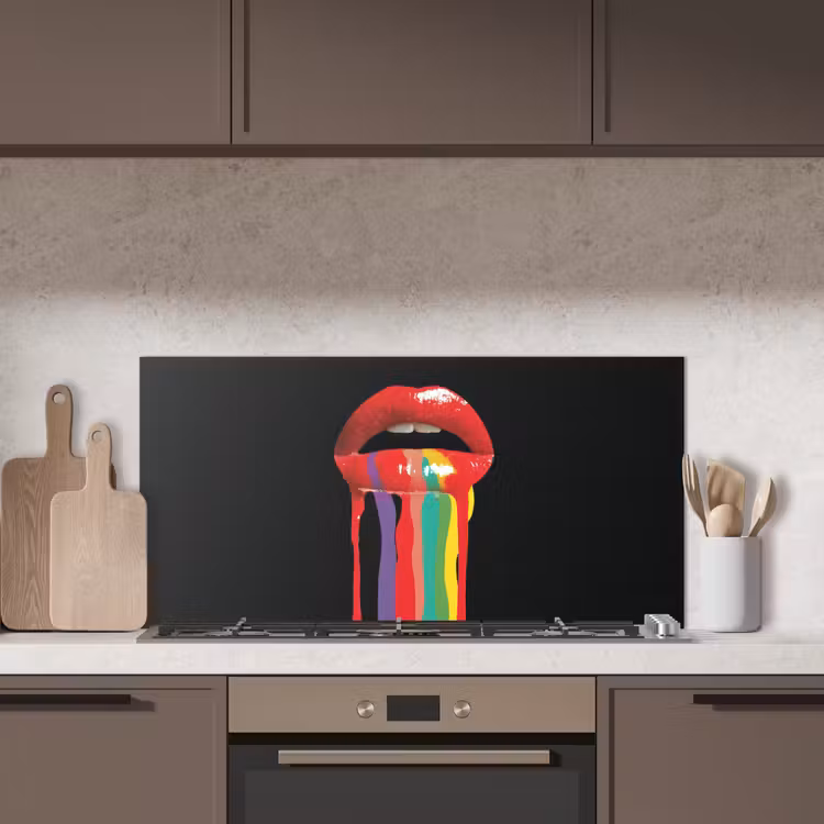 Lippen - Kleuren - Zwart keuken achterwand spatscherm middel -sfeer2