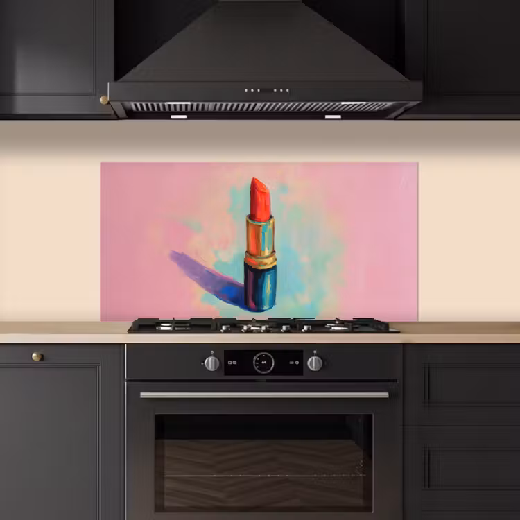 Lippenstift - Rood - Penseelstreken keuken achterwand spatscherm middel -sfeer1
