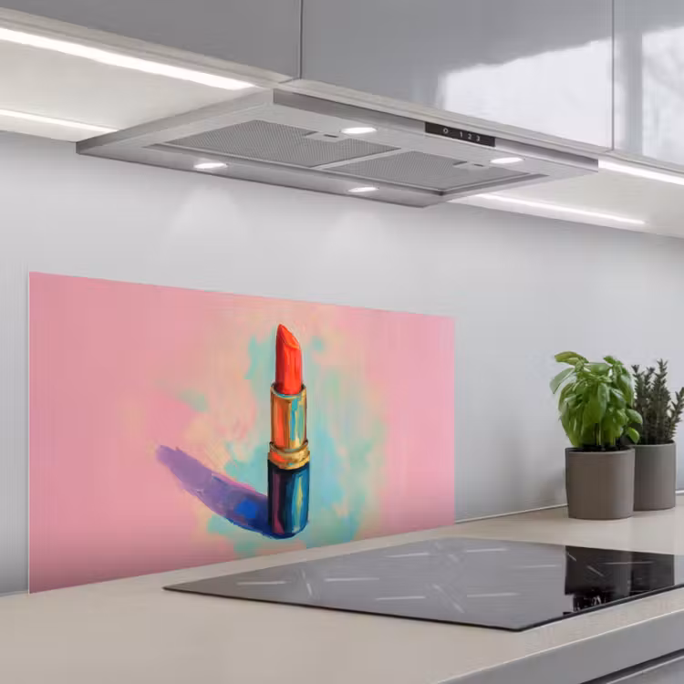 Lippenstift - Rood - Penseelstreken keuken achterwand spatscherm middel -3d_schuin