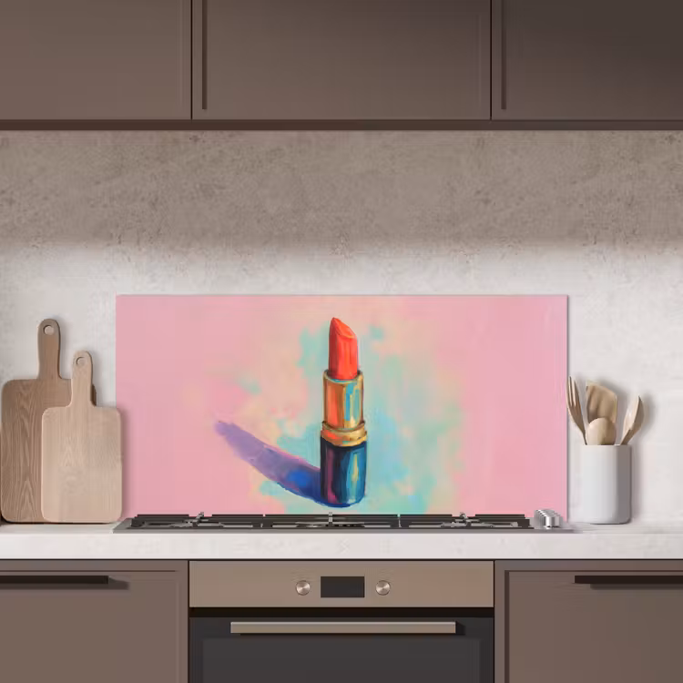 Lippenstift - Rood - Penseelstreken keuken achterwand spatscherm middel -sfeer2