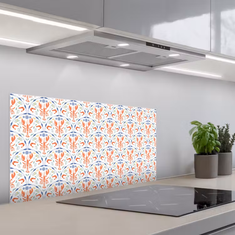 Sfeer - Oranje - Blauw - Groen keuken achterwand spatscherm middel 899 -3d_schuin