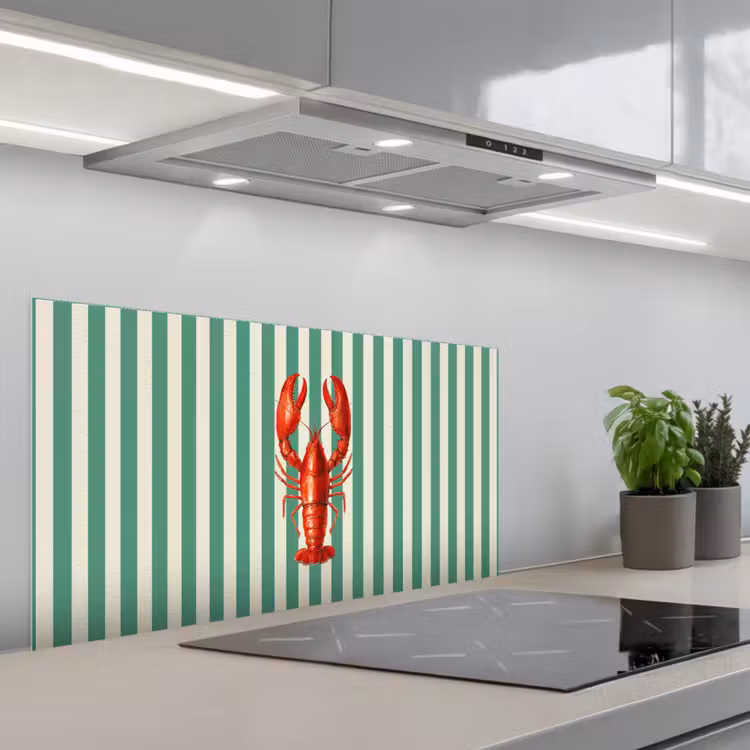 Kreeft - Strepen - Realistisch - Zomers keuken achterwand spatscherm middel -3d_schuin