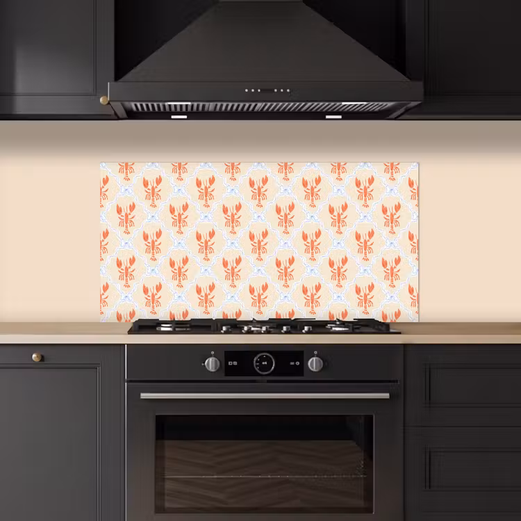 Zee - Kreeft  - Blauw - Geel - Oranje keuken achterwand spatscherm middel 899 -sfeer1
