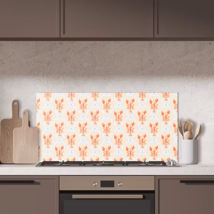Zee - Kreeft  - Blauw - Geel - Oranje keuken achterwand spatscherm middel 899 -sfeer2