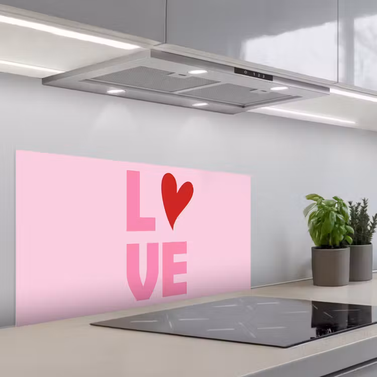 Love - Roze - Hart - Valentijn keuken achterwand spatscherm middel -3d_schuin