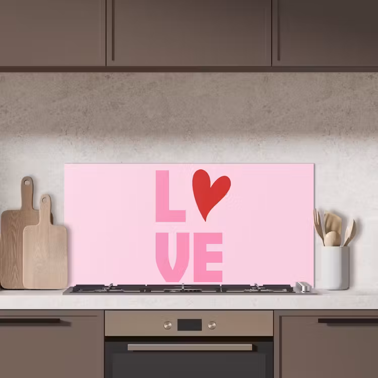 Love - Roze - Hart - Valentijn keuken achterwand spatscherm middel -sfeer2