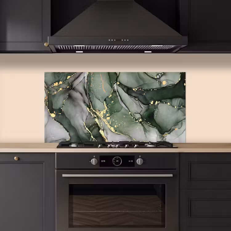 Luxe - Marmer - Groen keuken achterwand spatscherm middel -sfeer1