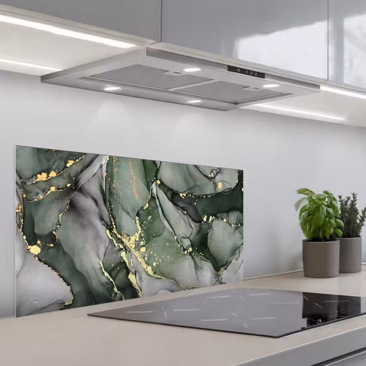 Luxe - Marmer - Groen keuken achterwand spatscherm middel -3d_schuin