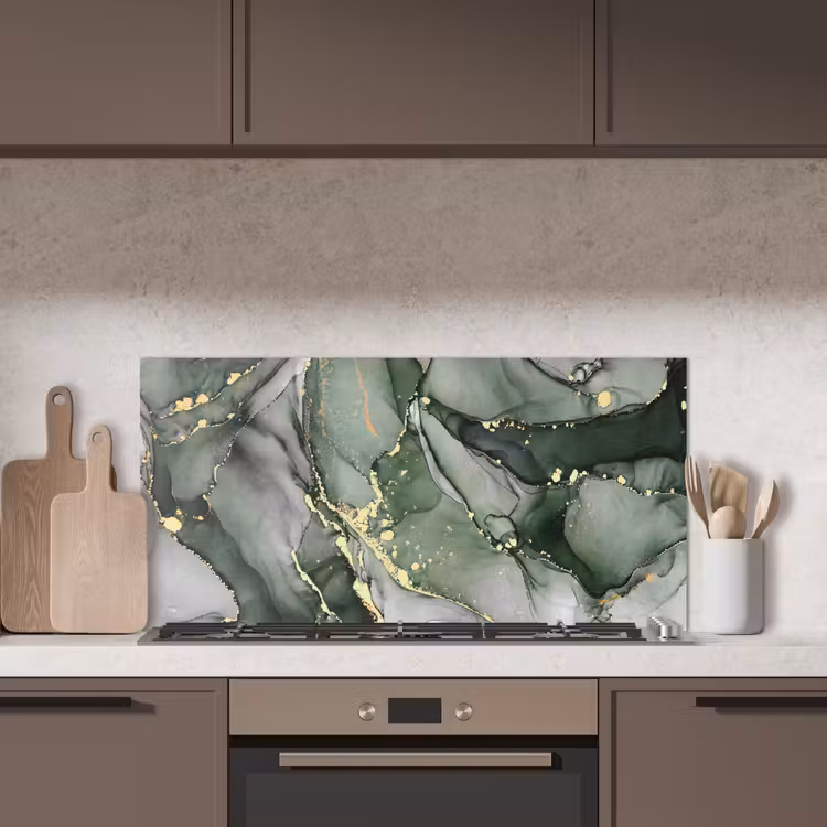 Luxe - Marmer - Groen keuken achterwand spatscherm middel -sfeer2