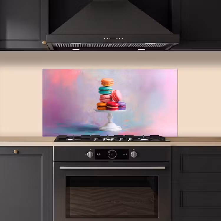 Macarons - Schaal - Pastel - Kleurrijk keuken achterwand spatscherm middel -sfeer1
