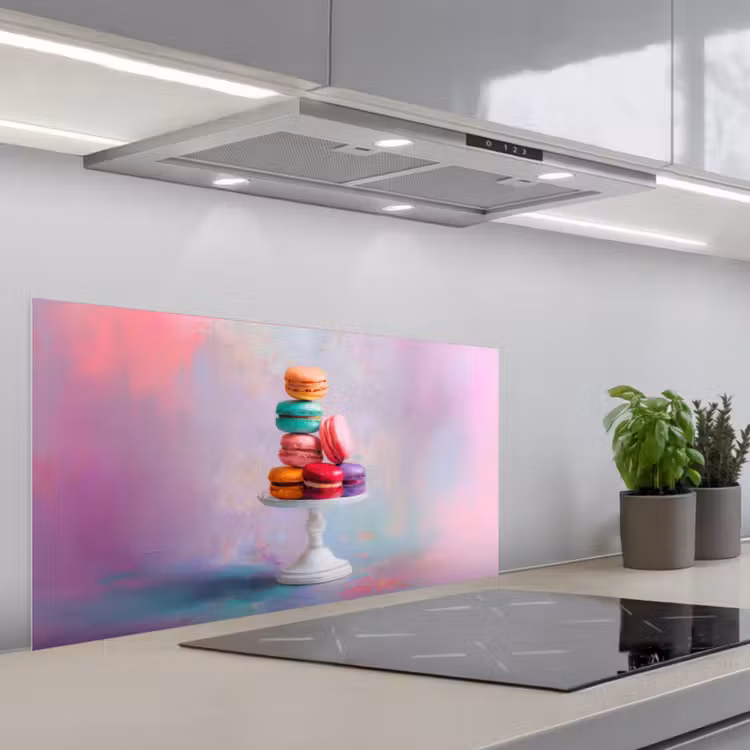 Macarons - Schaal - Pastel - Kleurrijk keuken achterwand spatscherm middel -3d_schuin