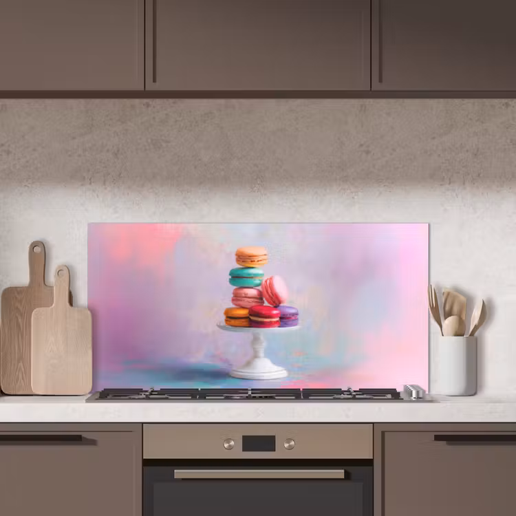 Macarons - Schaal - Pastel - Kleurrijk keuken achterwand spatscherm middel -sfeer2