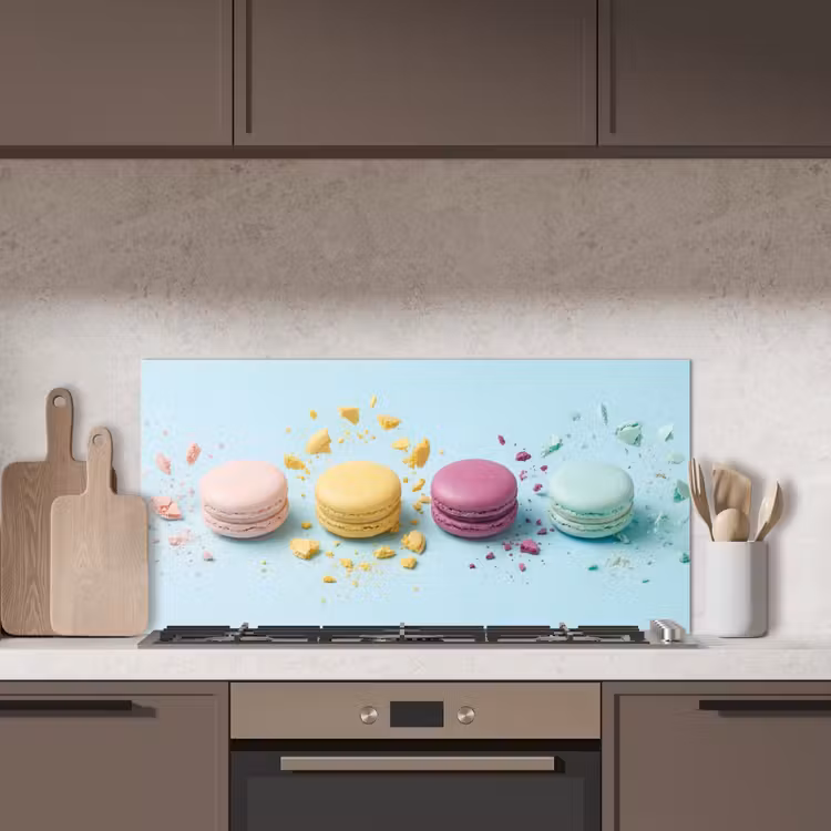 Macarons - Kleurrijk - Pastel keuken achterwand spatscherm middel -sfeer2