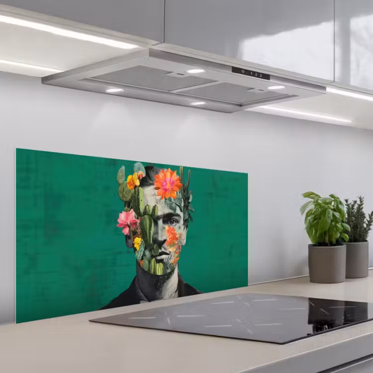 Man - Planten - Groen keuken achterwand spatscherm middel -3d_schuin