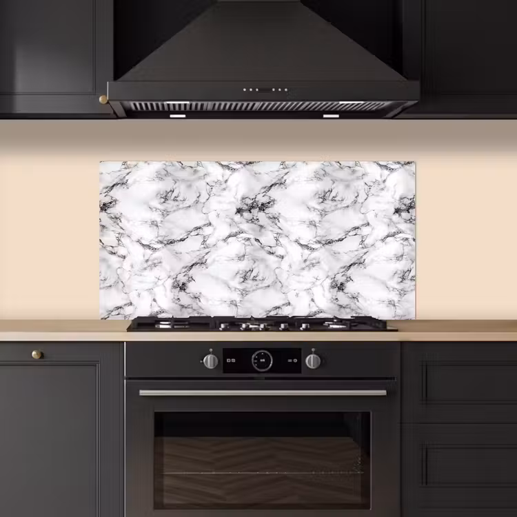 Marmer - Zwart - Dramatisch - Wit keuken achterwand spatscherm middel 899 -sfeer1