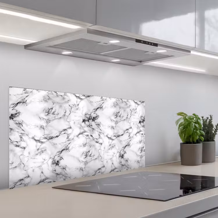 Marmer - Zwart - Dramatisch - Wit keuken achterwand spatscherm middel 899 -3d_schuin