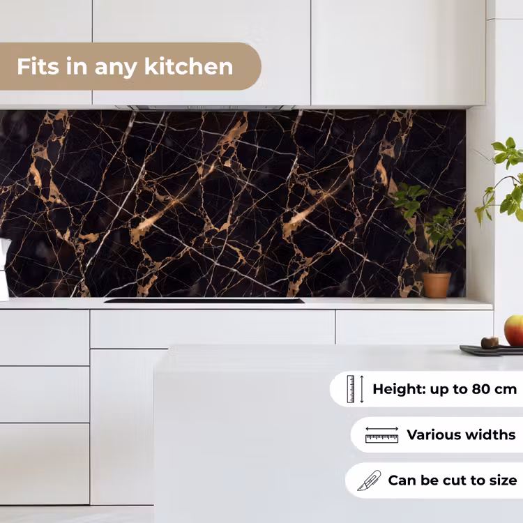 Marmer - Goud - Abstract - Zwart keuken achterwand 2 middel -sfeer4_UK