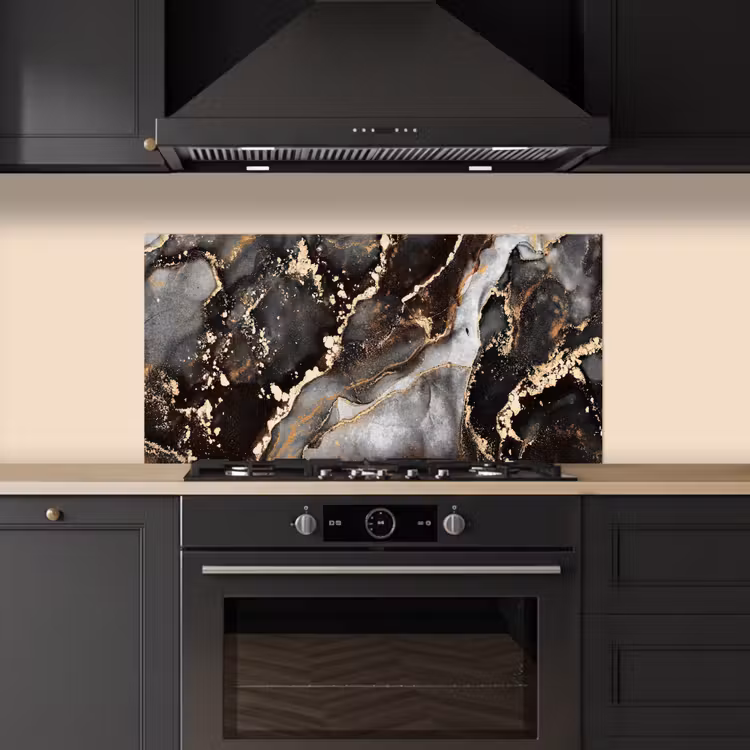 Marmer - Goud - Glitter - Luxe keuken achterwand spatscherm middel -sfeer1