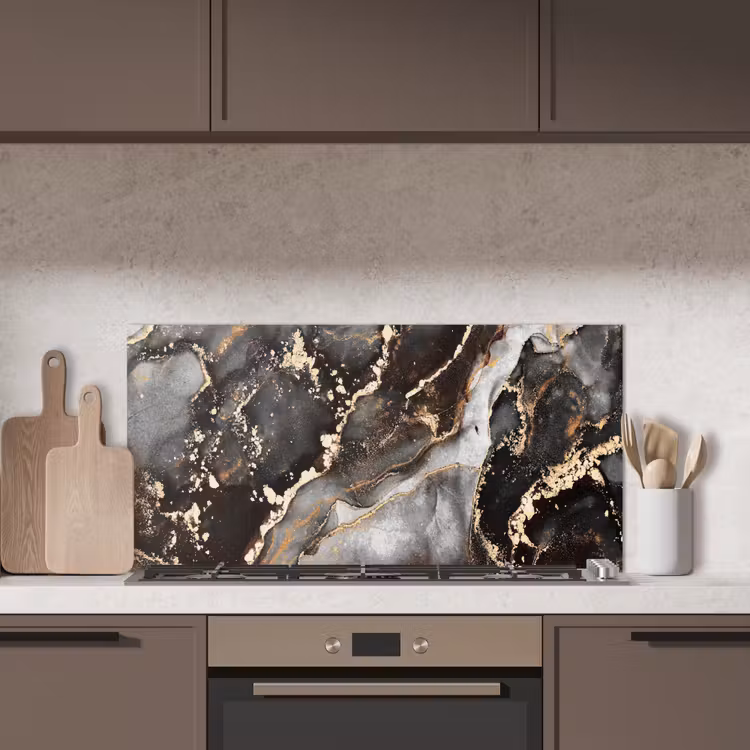 Marmer - Goud - Glitter - Luxe keuken achterwand spatscherm middel -sfeer2