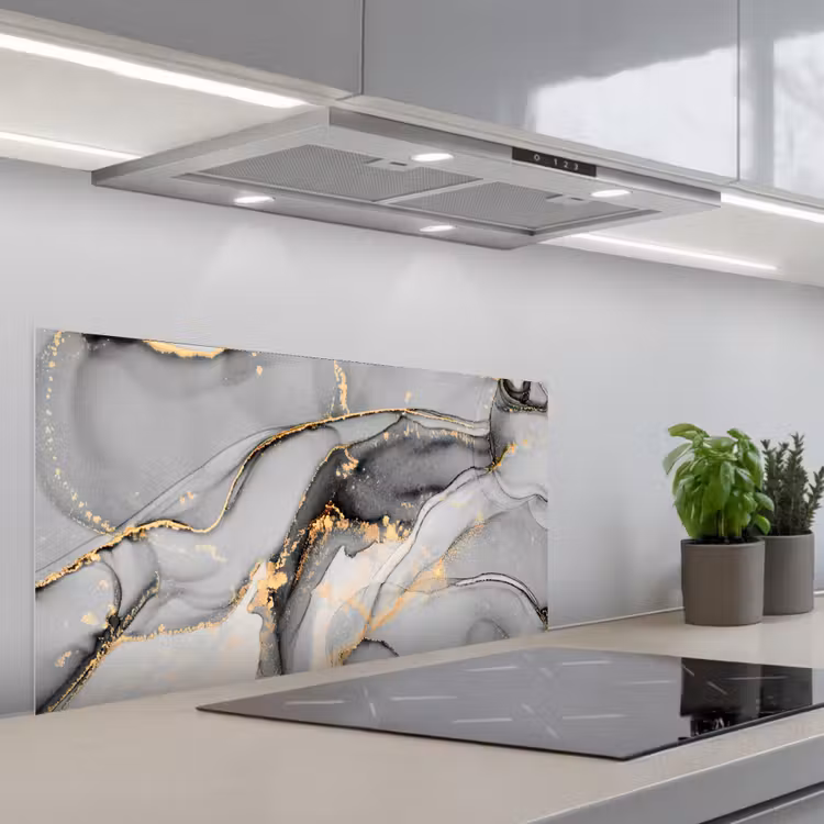 Marmer - Goud - Grijs keuken achterwand spatscherm middel -3d_schuin