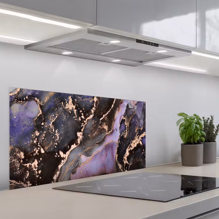 Marmer - Goud - Roze keuken achterwand spatscherm middel -3d_schuin