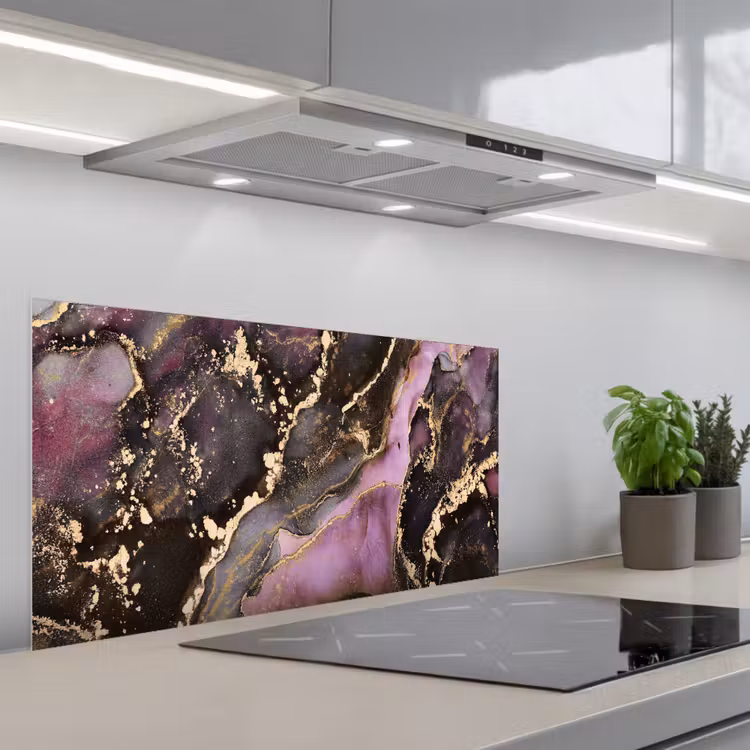 Marmer - Gold - Steen - Abstract keuken achterwand spatscherm middel -3d_schuin