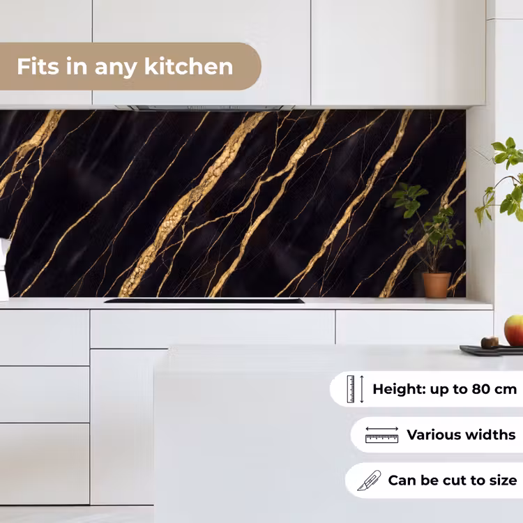 Marmer - Goud - Textuur - Abstract - Zwart keuken achterwand 2 middel -sfeer4_UK