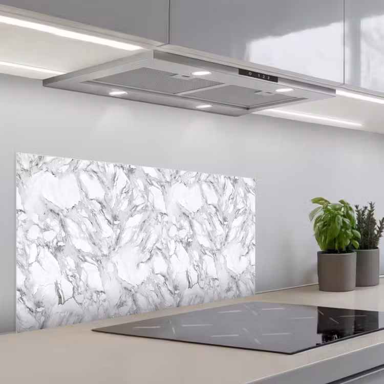 Marmer - Gelaagd - Brekend - Grijsstructuur keuken achterwand spatscherm middel 899 -3d_schuin