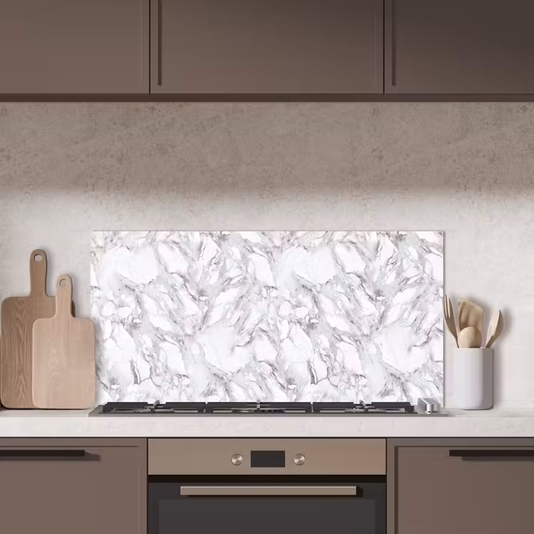 Marmer - Gelaagd - Brekend - Grijsstructuur keuken achterwand spatscherm middel 899 -sfeer2