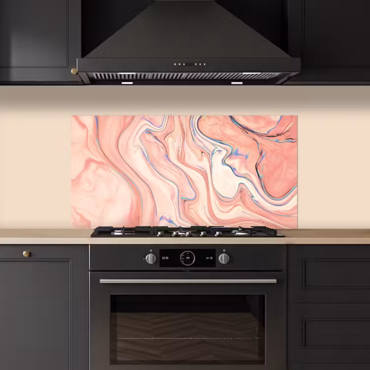 Marmer - Pastel - Roze - Blauw - Marmerlook - Abstract keuken achterwand spatscherm middel -sfeer1