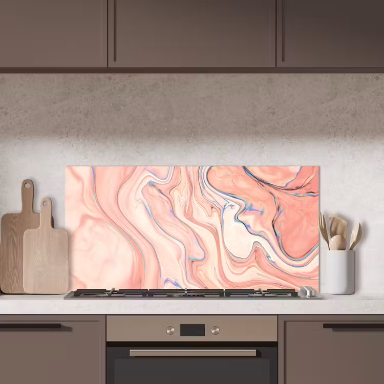 Marmer - Pastel - Roze - Blauw - Marmerlook - Abstract keuken achterwand spatscherm middel -sfeer2