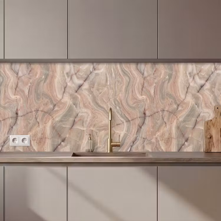 Marmer - Patroon - Abstract - Beige - Groen keuken achterwand 2 middel zz_3dshopping