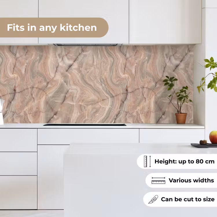 Marmer - Patroon - Abstract - Beige - Groen keuken achterwand 2 middel -sfeer4_UK