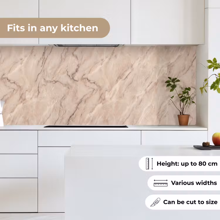 Marmer - Patroon - Abstract - Modern - Beige keuken achterwand 2 middel -sfeer4_UK