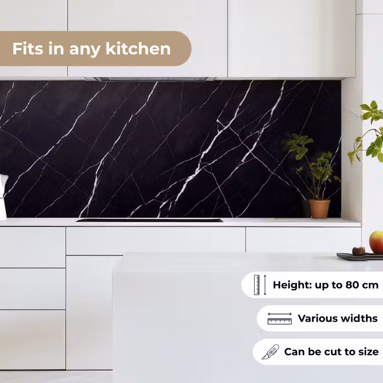 Marmer - Patroon - Abstract - Modern - Zwart keuken achterwand 2 middel -sfeer4_UK