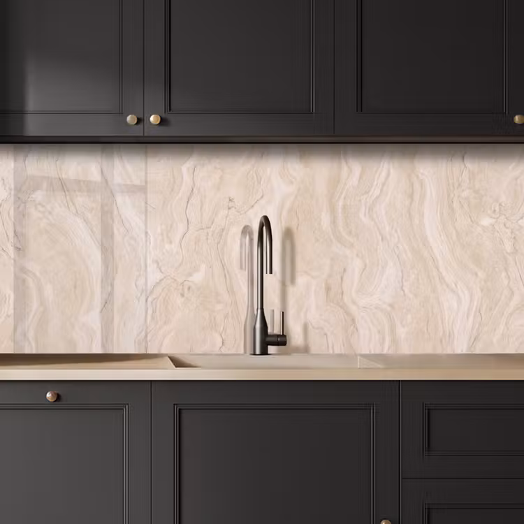 Marmer - Patroon - Beige - Steen - Abstract keuken achterwand 2 middel -sfeer1