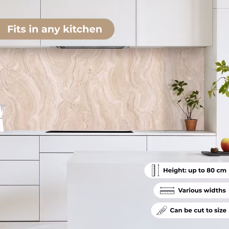 Marmer - Patroon - Beige - Steen - Abstract keuken achterwand 2 middel -sfeer4_UK