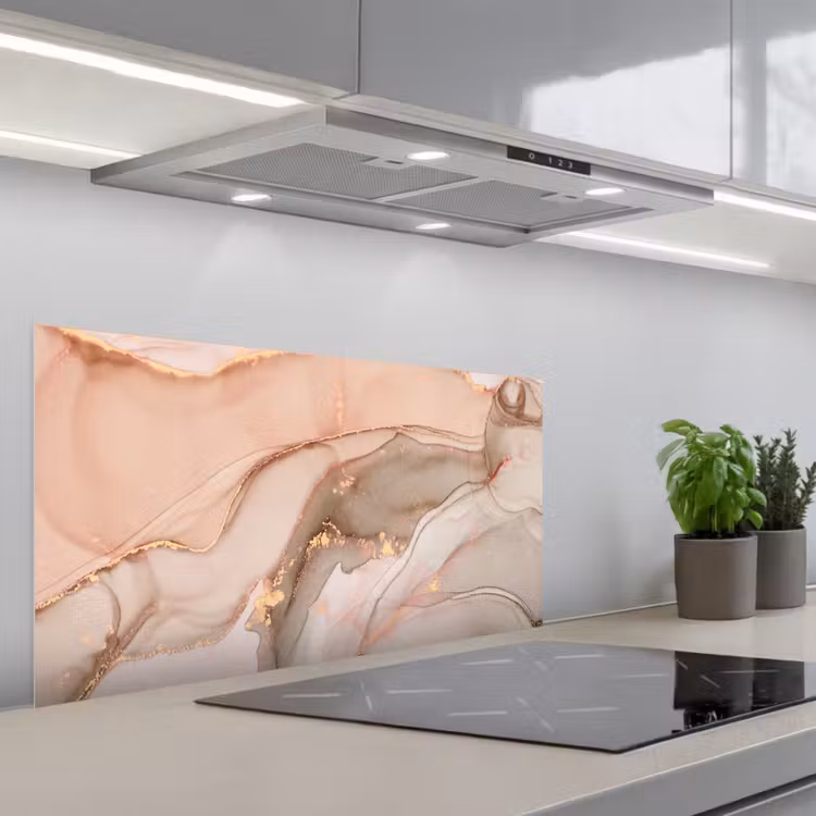 Marmer - Roze - Rosé keuken achterwand spatscherm middel -3d_schuin